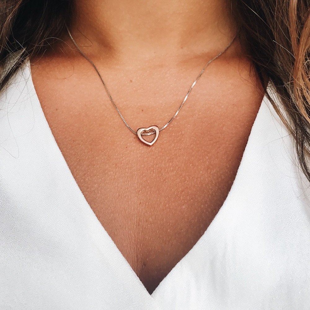 925 Sterling Silver Heart Necklace Dyadema Italy